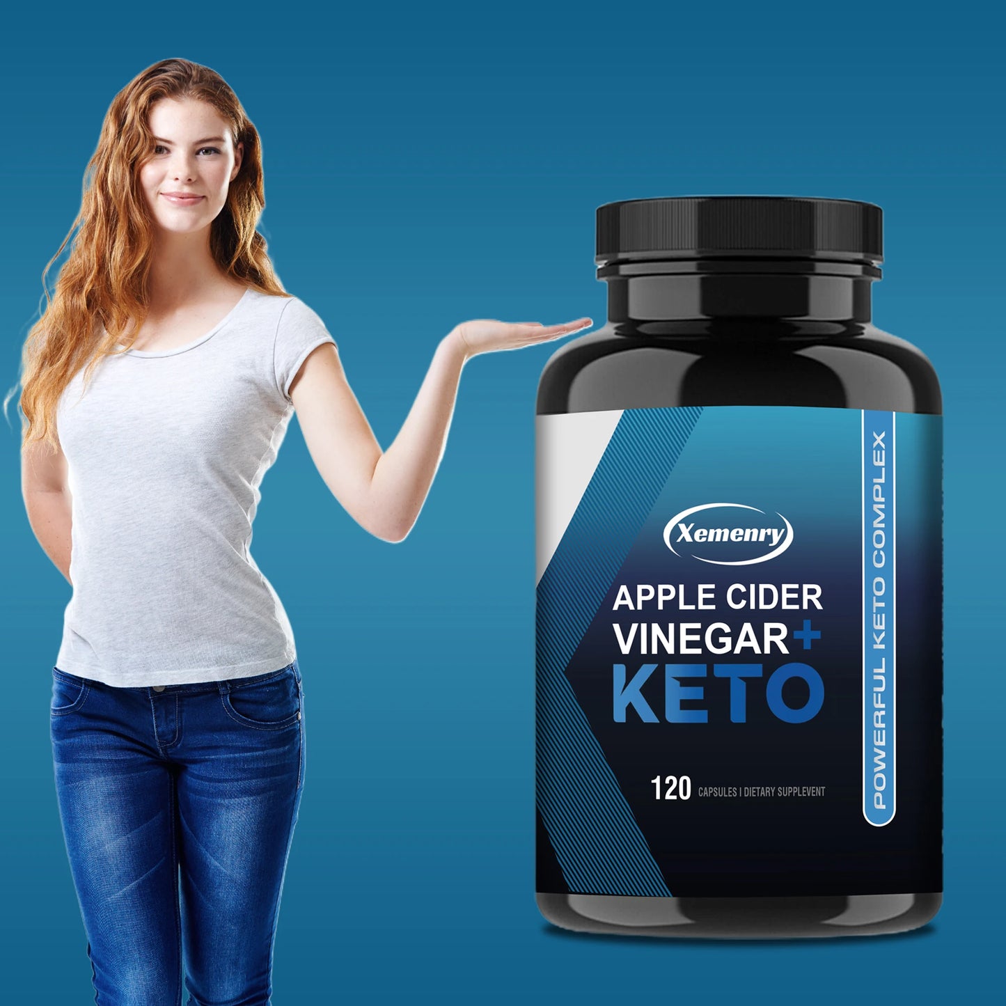 Apple Cider Vinegar Capsules + Ketones, Body Slimming Supplement for Men and Women, Boosts Metabolism - 120 Capsules