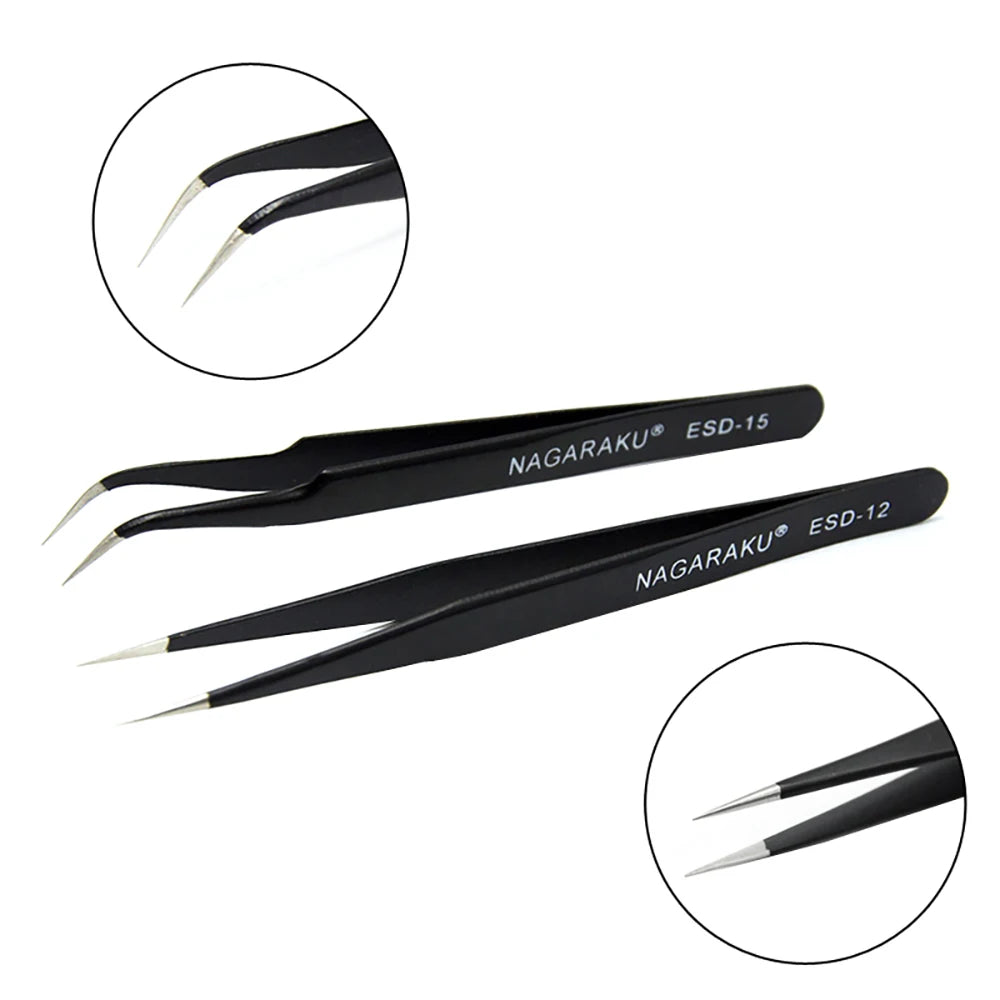 NAGARAKU Eyelash Extension Tweezers Makeup Stainless Steel