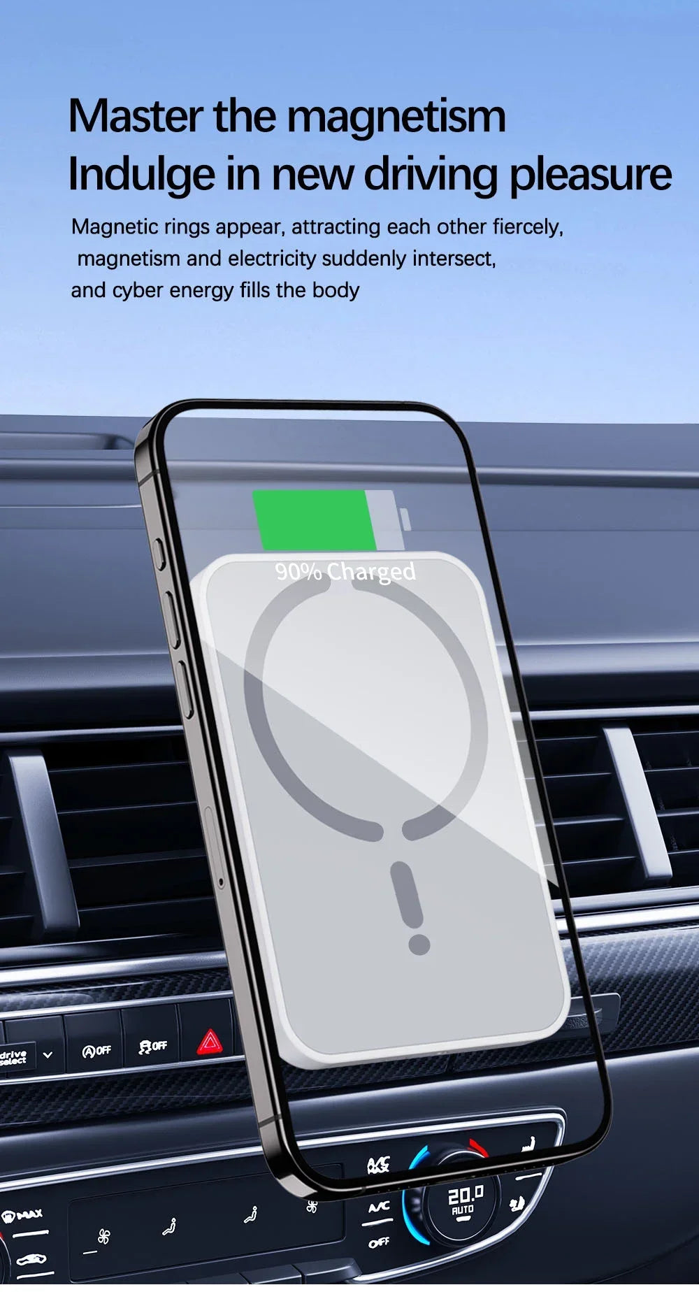 100W Magnetic Wireless Car Charger for iPhone