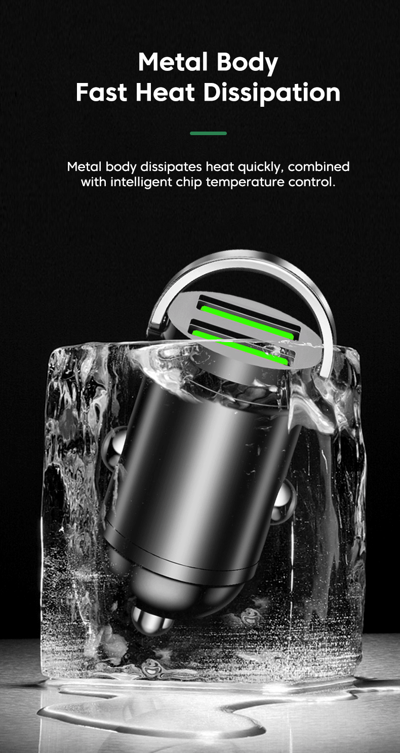 200W Mini USB Car Charger Fast Charging Dual Ports
