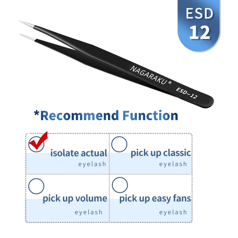 NAGARAKU Eyelash Extension Tweezers Makeup Stainless Steel