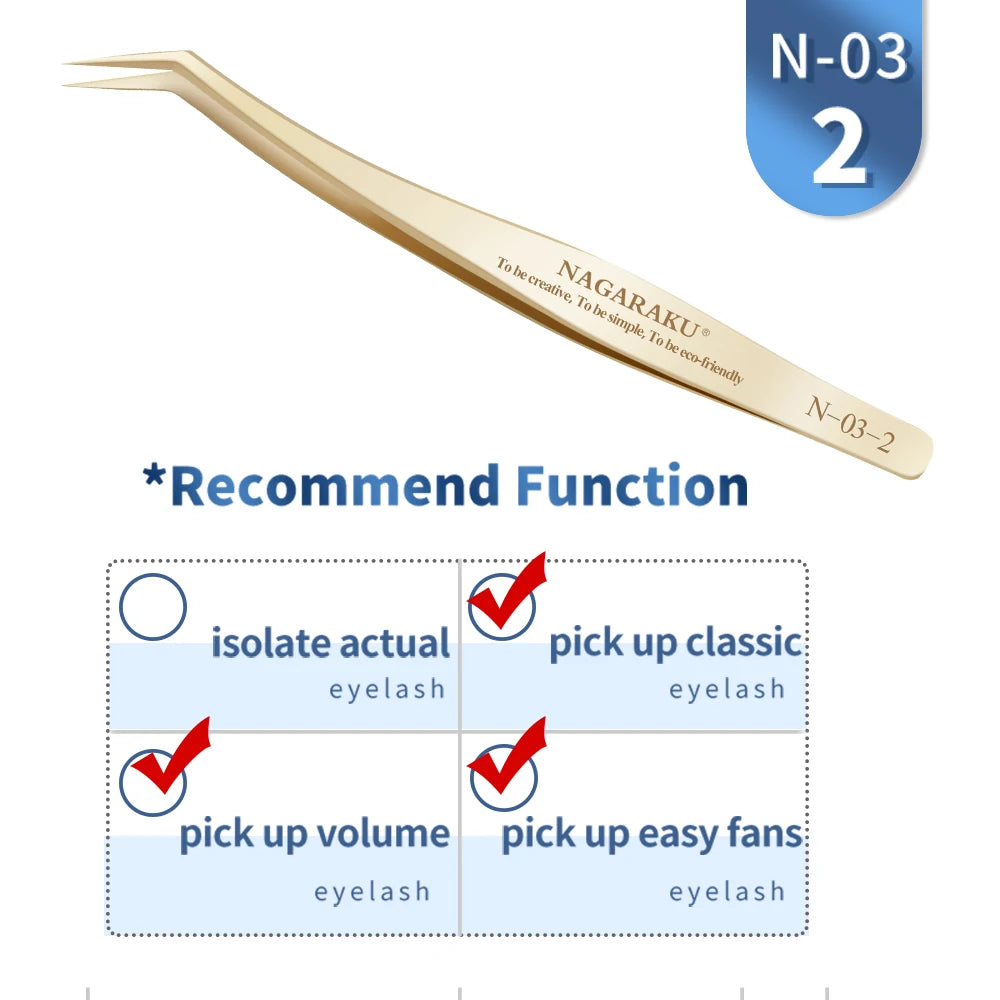 NAGARAKU Eyelash Extension Tweezers Makeup Stainless Steel