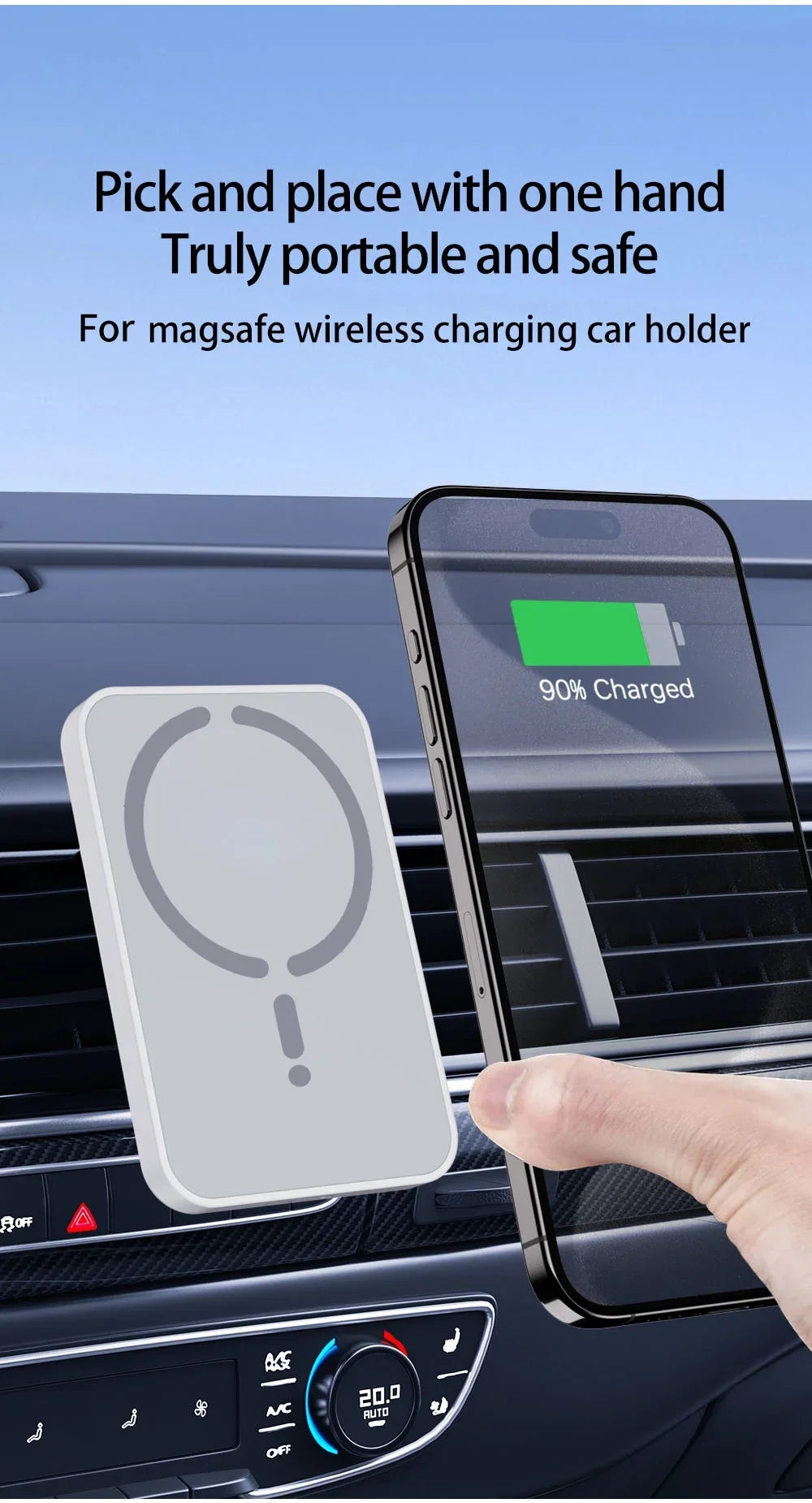 100W Magnetic Wireless Car Charger for iPhone