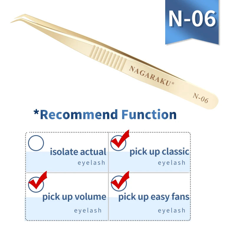 NAGARAKU Eyelash Extension Tweezers Makeup Stainless Steel