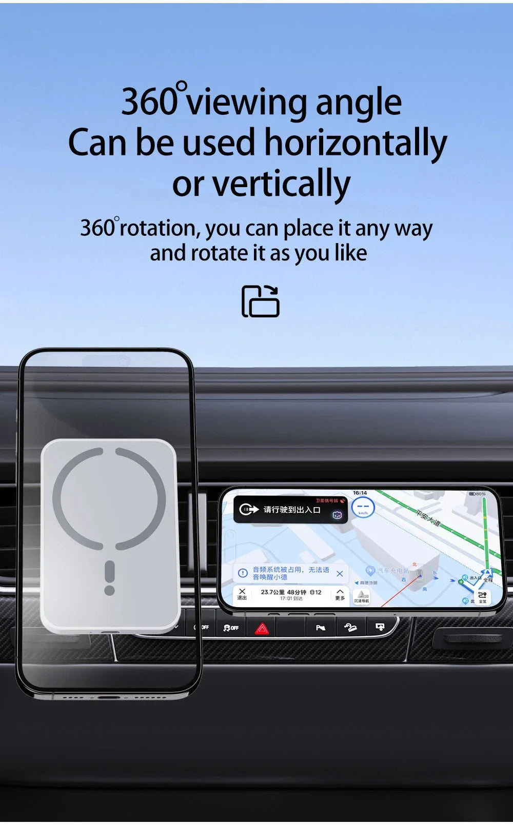100W Magnetic Wireless Car Charger for iPhone