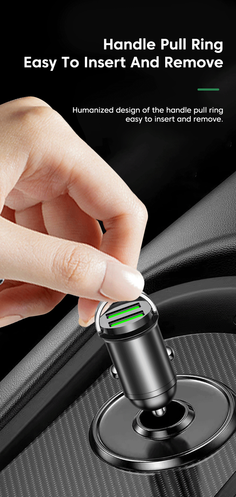 200W Mini USB Car Charger Fast Charging Dual Ports