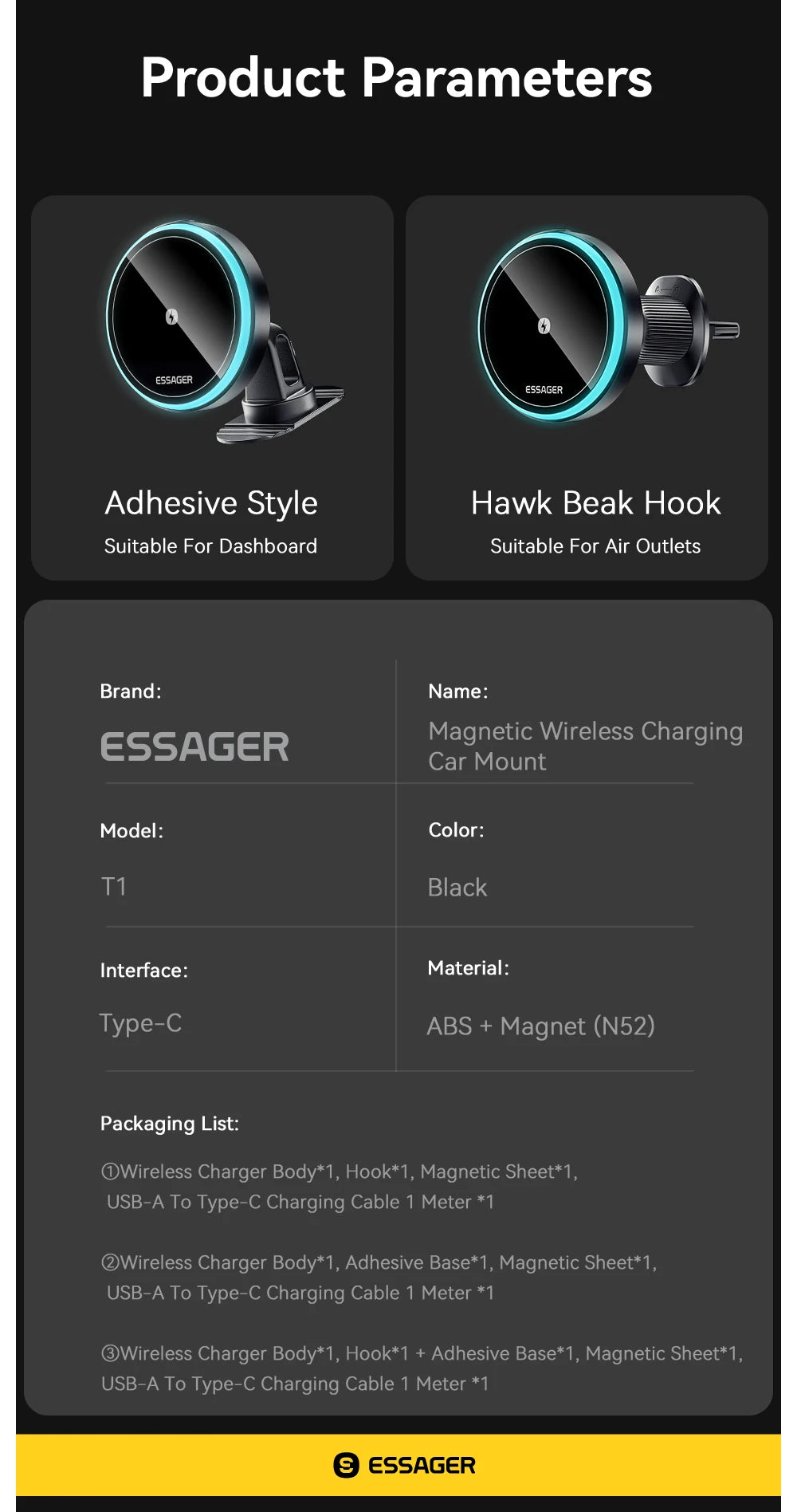 Magnetic Car Phone Holder 15W Wireless Charger Stand For iPhone