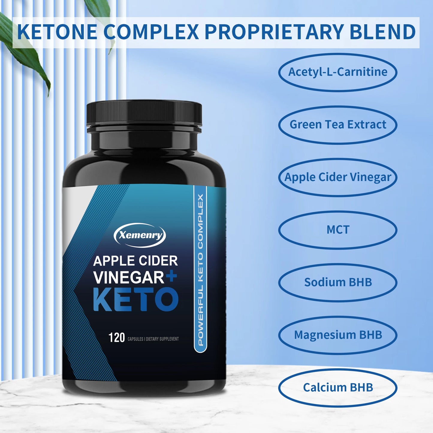 Apple Cider Vinegar Capsules + Ketones, Body Slimming Supplement for Men and Women, Boosts Metabolism - 120 Capsules