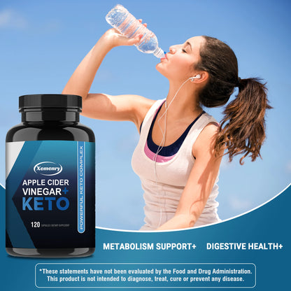Apple Cider Vinegar Capsules + Ketones, Body Slimming Supplement for Men and Women, Boosts Metabolism - 120 Capsules