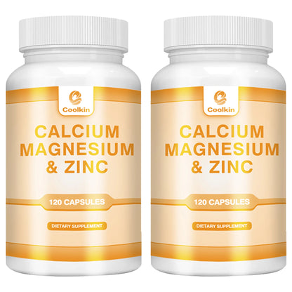 Calcium + Magnesium + Zinc Capsules - Supports Bone Health, Nerve and Muscle Function, Immune Support - 120 Capsules