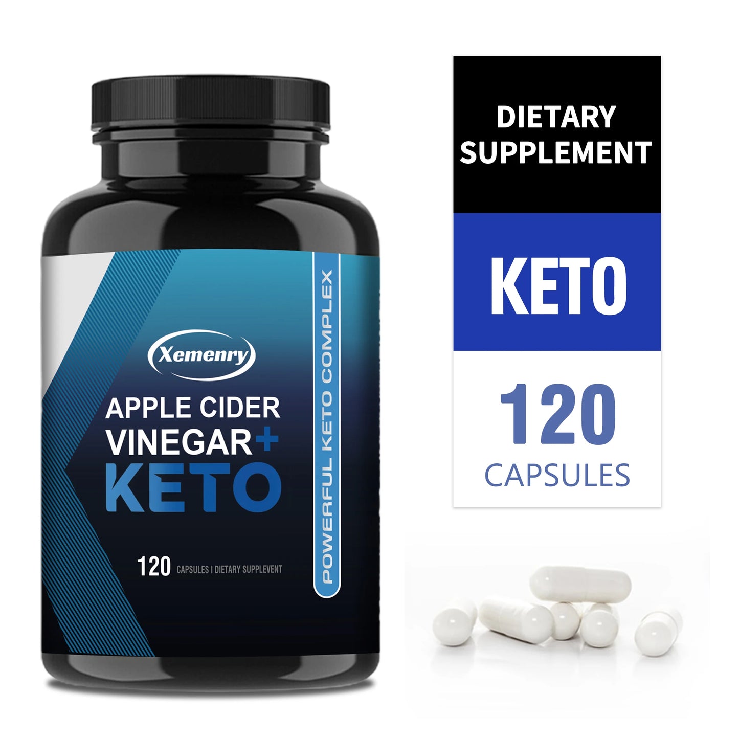 Apple Cider Vinegar Capsules + Ketones, Body Slimming Supplement for Men and Women, Boosts Metabolism - 120 Capsules