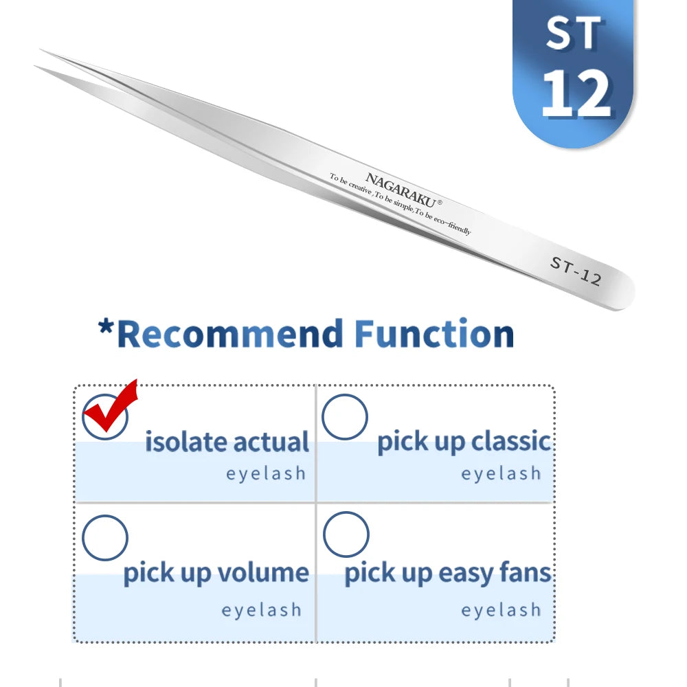 NAGARAKU Eyelash Extension Tweezers Makeup Stainless Steel