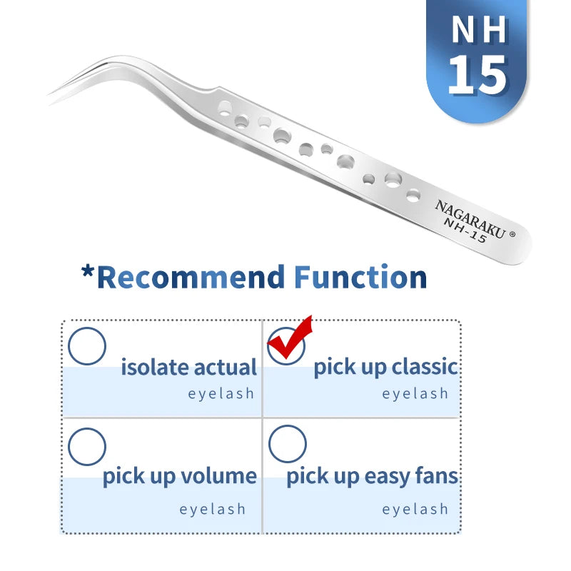 NAGARAKU Eyelash Extension Tweezers Makeup Stainless Steel