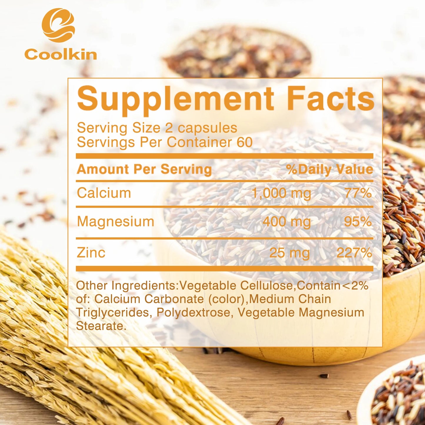 Calcium + Magnesium + Zinc Capsules - Supports Bone Health, Nerve and Muscle Function, Immune Support - 120 Capsules