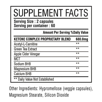 Apple Cider Vinegar Capsules + Ketones, Body Slimming Supplement for Men and Women, Boosts Metabolism - 120 Capsules