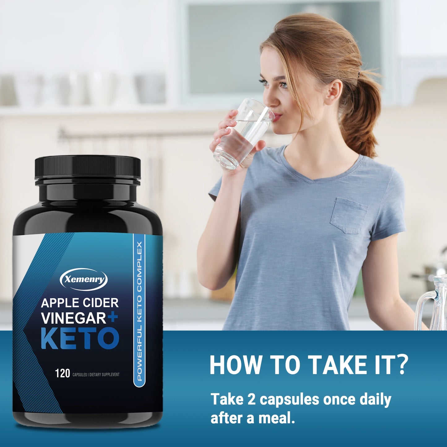 Apple Cider Vinegar Capsules + Ketones, Body Slimming Supplement for Men and Women, Boosts Metabolism - 120 Capsules