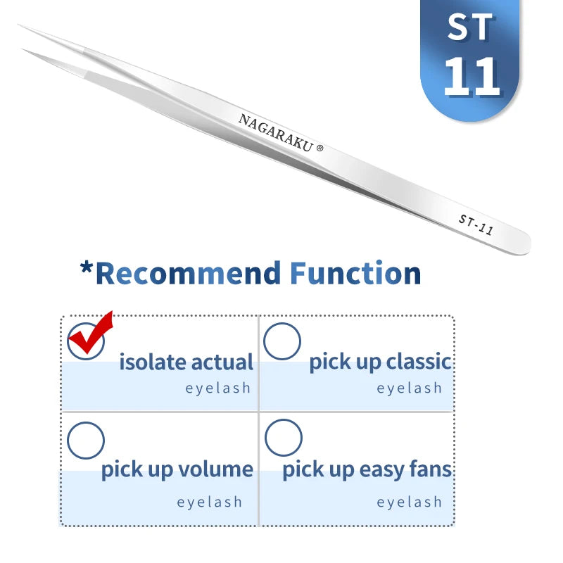 NAGARAKU Eyelash Extension Tweezers Makeup Stainless Steel