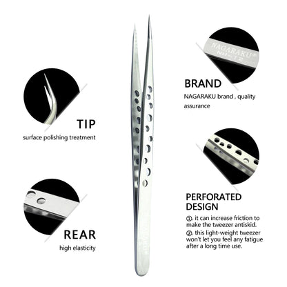 NAGARAKU Eyelash Extension Tweezers Makeup Stainless Steel