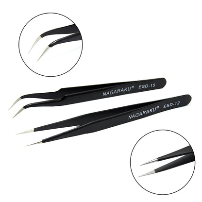 NAGARAKU Eyelash Extension Tweezers Makeup Stainless Steel