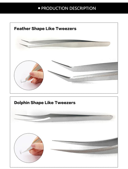 NAGARAKU Eyelash Extension Tweezers Makeup Stainless Steel