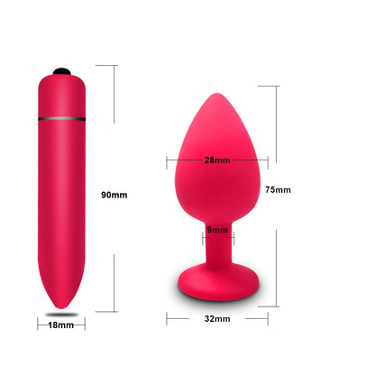 10 Speeds Mini Bullet Vibrator  Anal Toy Set
