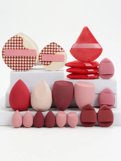 20 Pcs Pink Makeup Sponge and Makeup Puff Set Suitable for Face Cream and Powder Concealer Powder Makeup