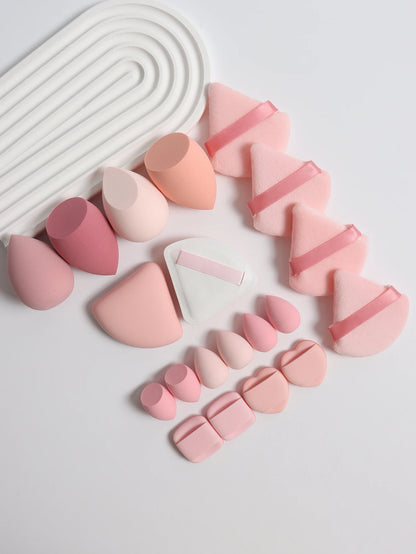 20 Pcs Pink Makeup Sponge and Makeup Puff Set Suitable for Face Cream and Powder Concealer Powder Makeup