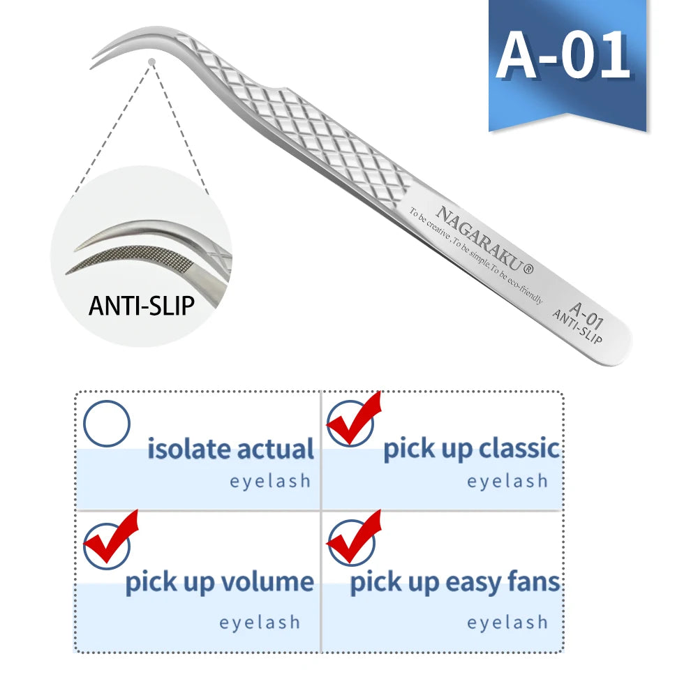 NAGARAKU Eyelash Extension Tweezers Makeup Stainless Steel