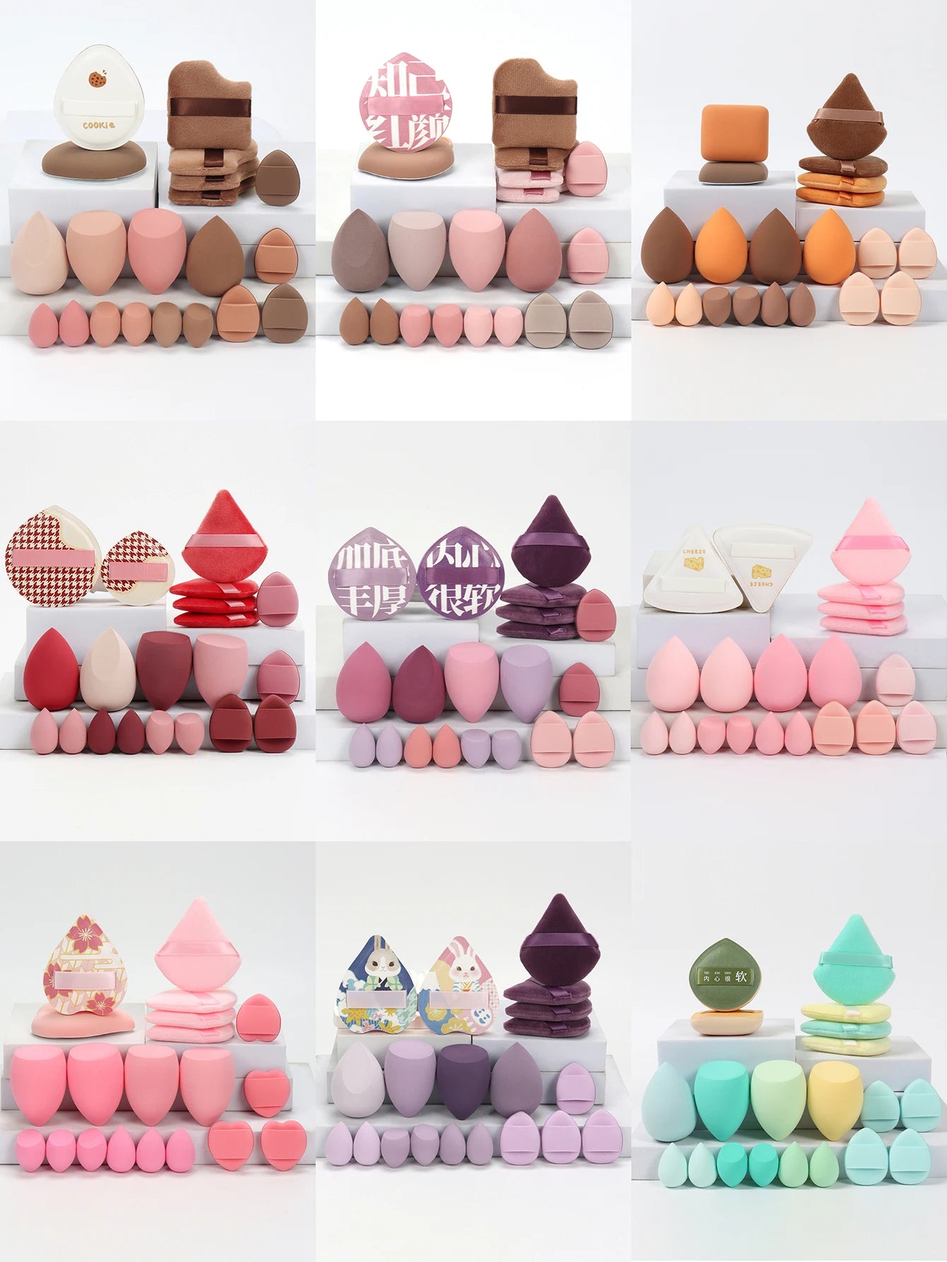 20 Pcs Pink Makeup Sponge and Makeup Puff Set Suitable for Face Cream and Powder Concealer Powder Makeup