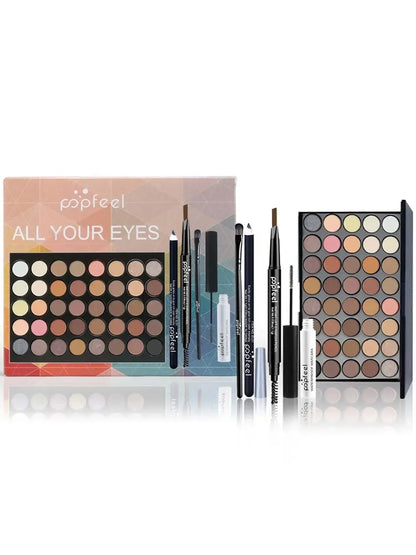 POPFEEL Eye Makeup Set, Eyeshadow Palette, Eyeliner, Mascara, Eyebrow Pencil, Makeup Tool Set Box,
