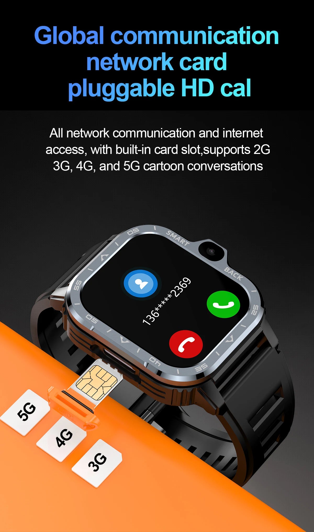 Valdus Smart Watch Men GPS 16G/64G ROM Storage 4G SIM Card WIFI