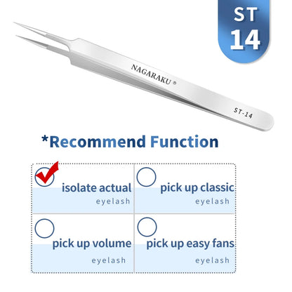 NAGARAKU Eyelash Extension Tweezers Makeup Stainless Steel