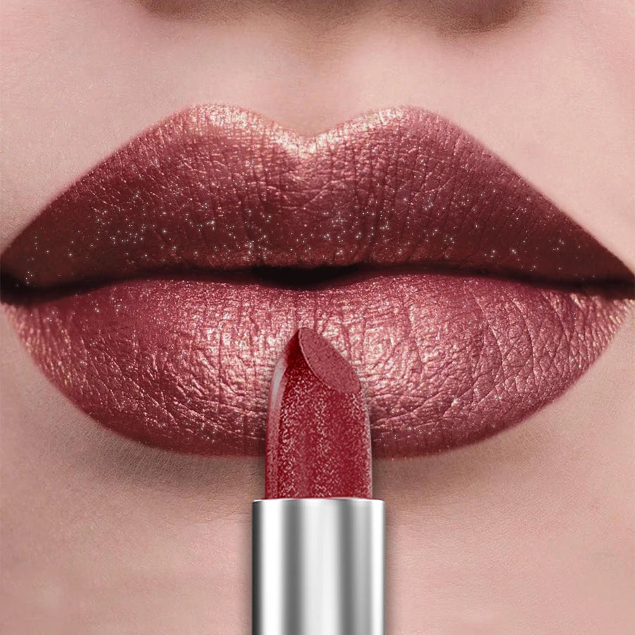 21Colors Bold & Intense Glitter Shiny Metallic Lipstick Pearlescent Lip Tint