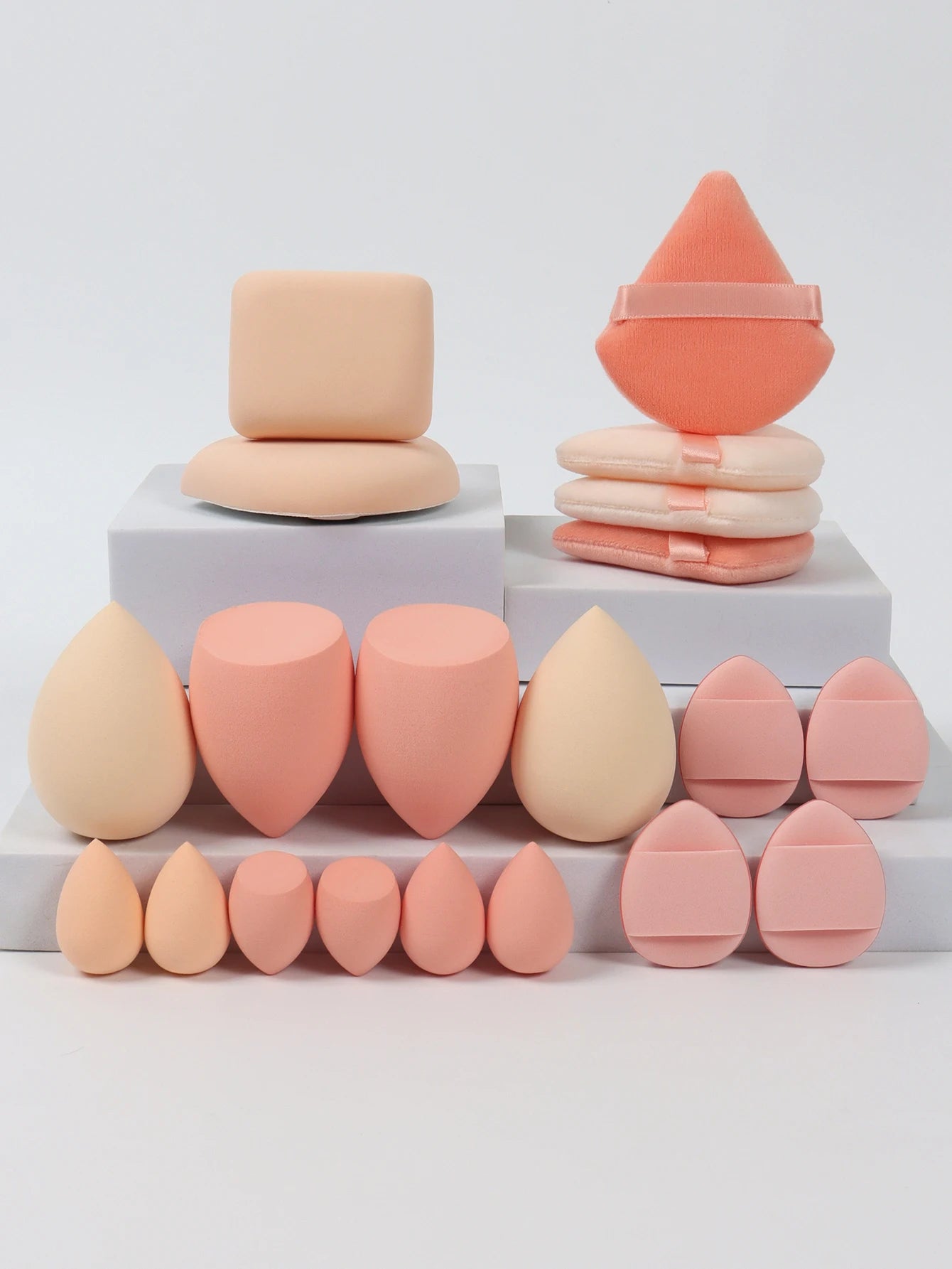 20 Pcs Pink Makeup Sponge and Makeup Puff Set Suitable for Face Cream and Powder Concealer Powder Makeup