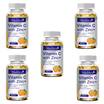 Mulittea Premium Vitamin C and Zinc for Energy Production Improve complexion Brighten skin with daily vitamin supplements
