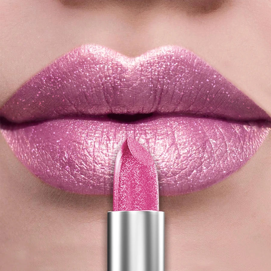 21Colors Bold & Intense Glitter Shiny Metallic Lipstick Pearlescent Lip Tint