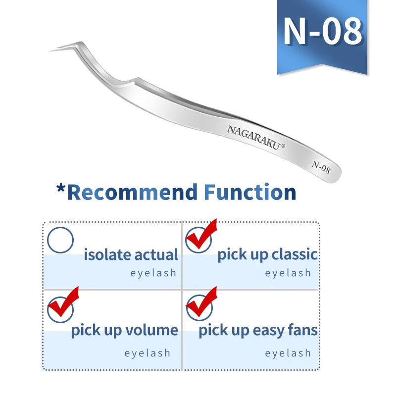 NAGARAKU Eyelash Extension Tweezers Makeup Stainless Steel