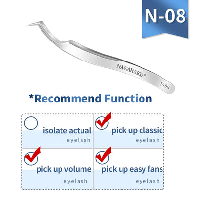 NAGARAKU Eyelash Extension Tweezers Makeup Stainless Steel