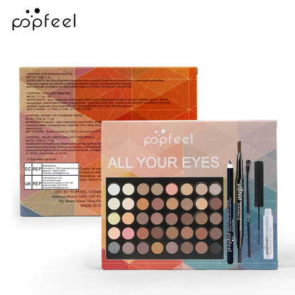 POPFEEL Eye Makeup Set, Eyeshadow Palette, Eyeliner, Mascara, Eyebrow Pencil, Makeup Tool Set Box,