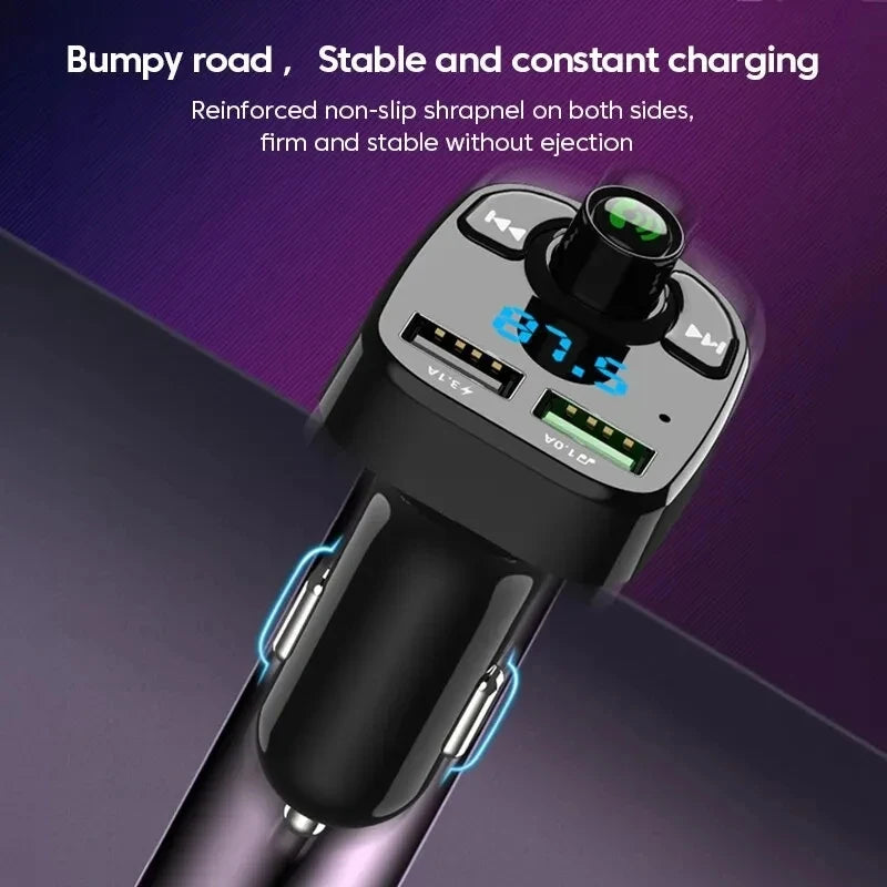 LED MP3 Car Bluetooth FM Hands-Free Bluetooth-compaitable 5.0 Transmitter 3.1A QC3.0