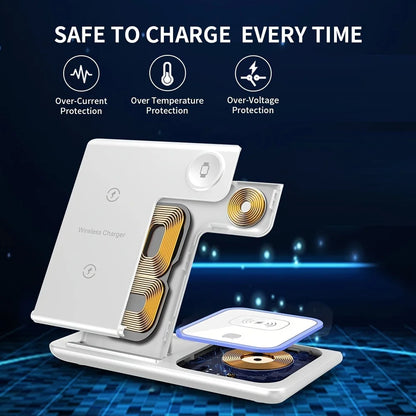 Portable Wireless 3-in-1 Charger, 15W Foldable Wireless Fast Charging Stand