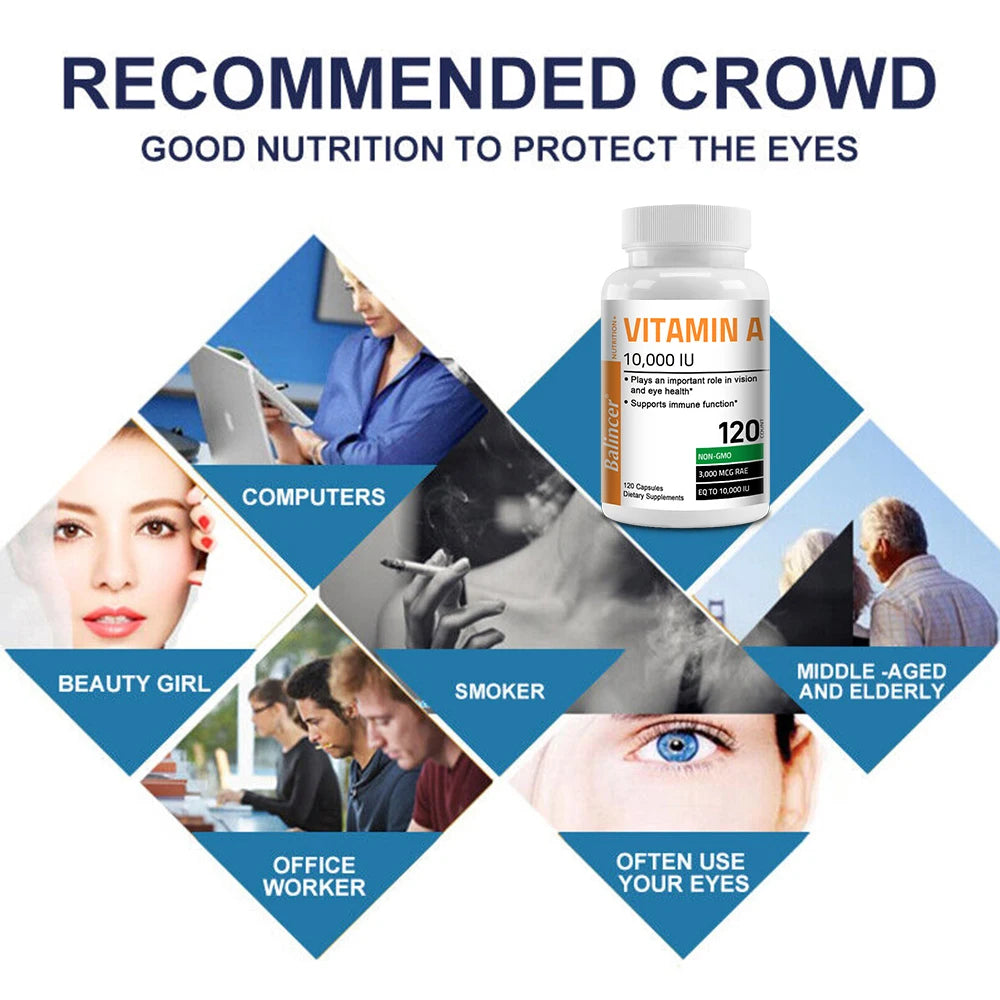 Balincer Vitamin A for Eyes 10,000 IU Supports Vision and Cell Health, Antioxidant Activity and Immune System Function