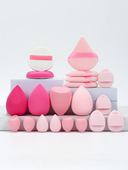 20 Pcs Pink Makeup Sponge and Makeup Puff Set Suitable for Face Cream and Powder Concealer Powder Makeup
