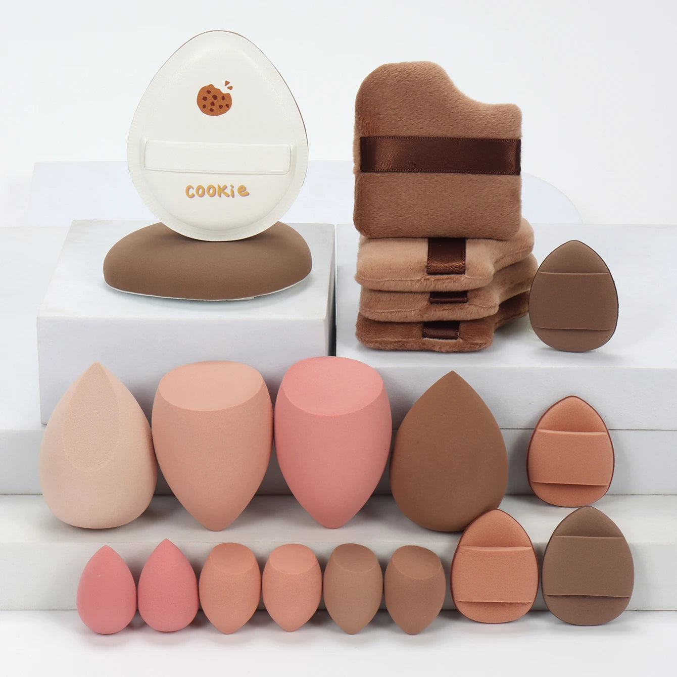 20 Pcs Pink Makeup Sponge and Makeup Puff Set Suitable for Face Cream and Powder Concealer Powder Makeup