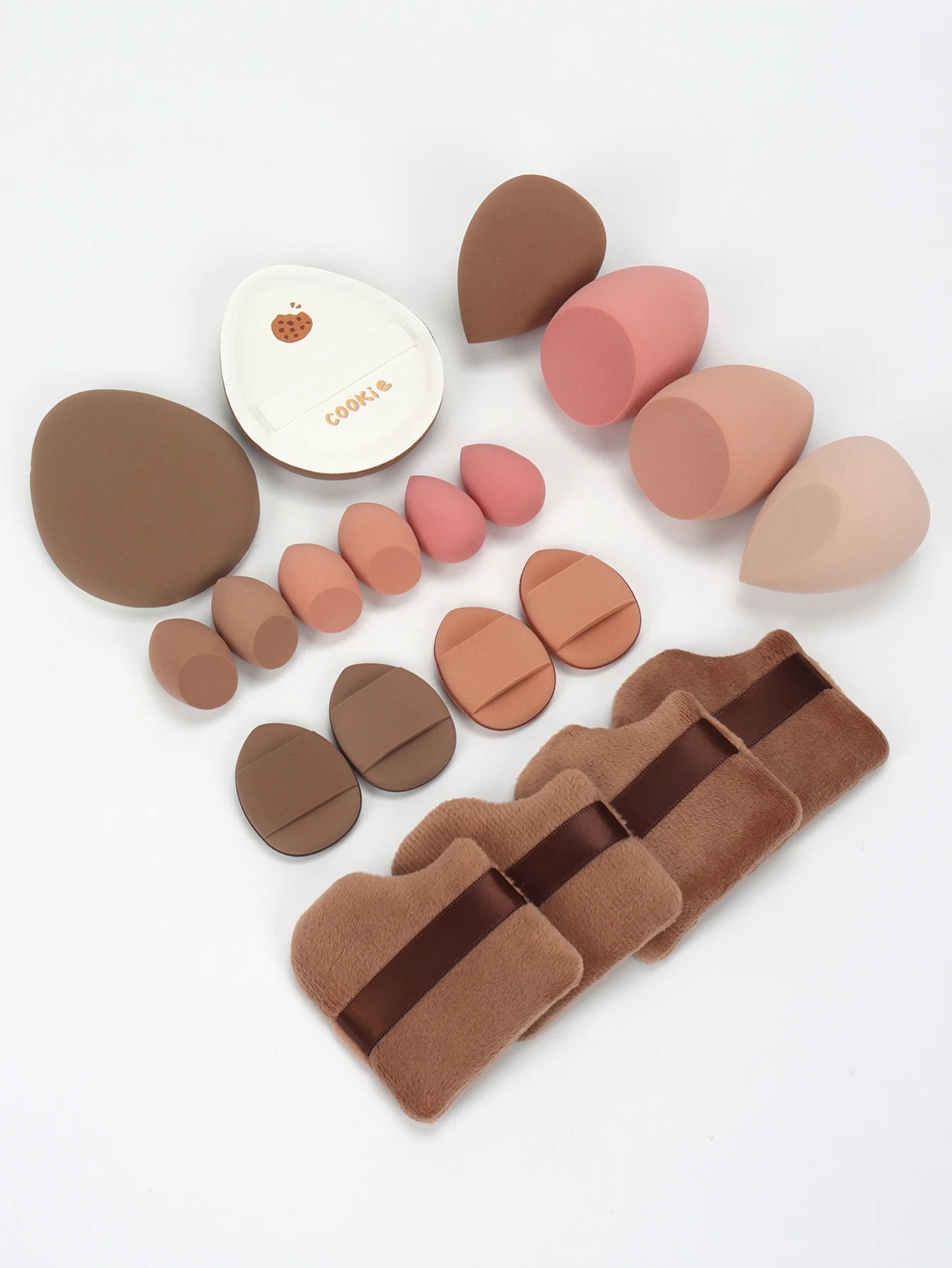20 Pcs Pink Makeup Sponge and Makeup Puff Set Suitable for Face Cream and Powder Concealer Powder Makeup