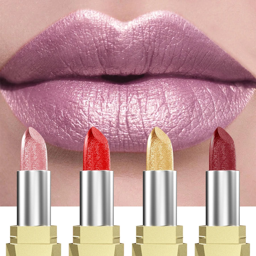 21Colors Bold & Intense Glitter Shiny Metallic Lipstick Pearlescent Lip Tint