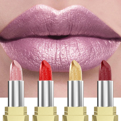 21Colors Bold & Intense Glitter Shiny Metallic Lipstick Pearlescent Lip Tint