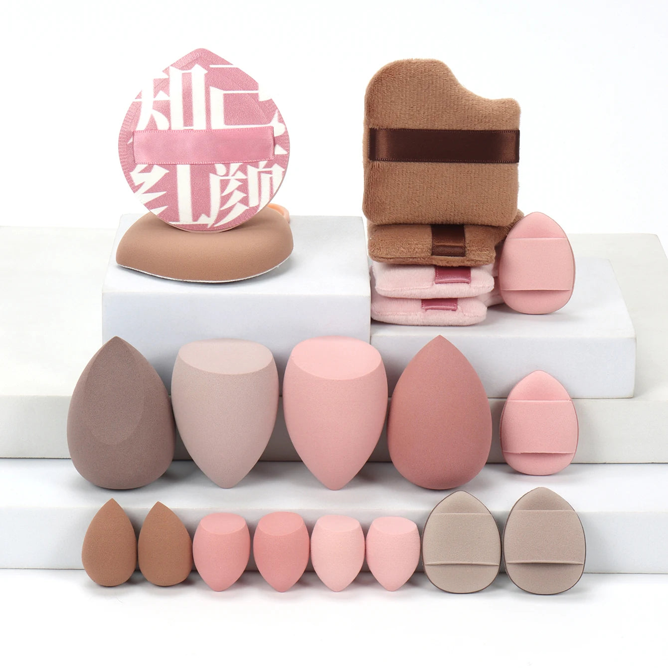 20 Pcs Pink Makeup Sponge and Makeup Puff Set Suitable for Face Cream and Powder Concealer Powder Makeup