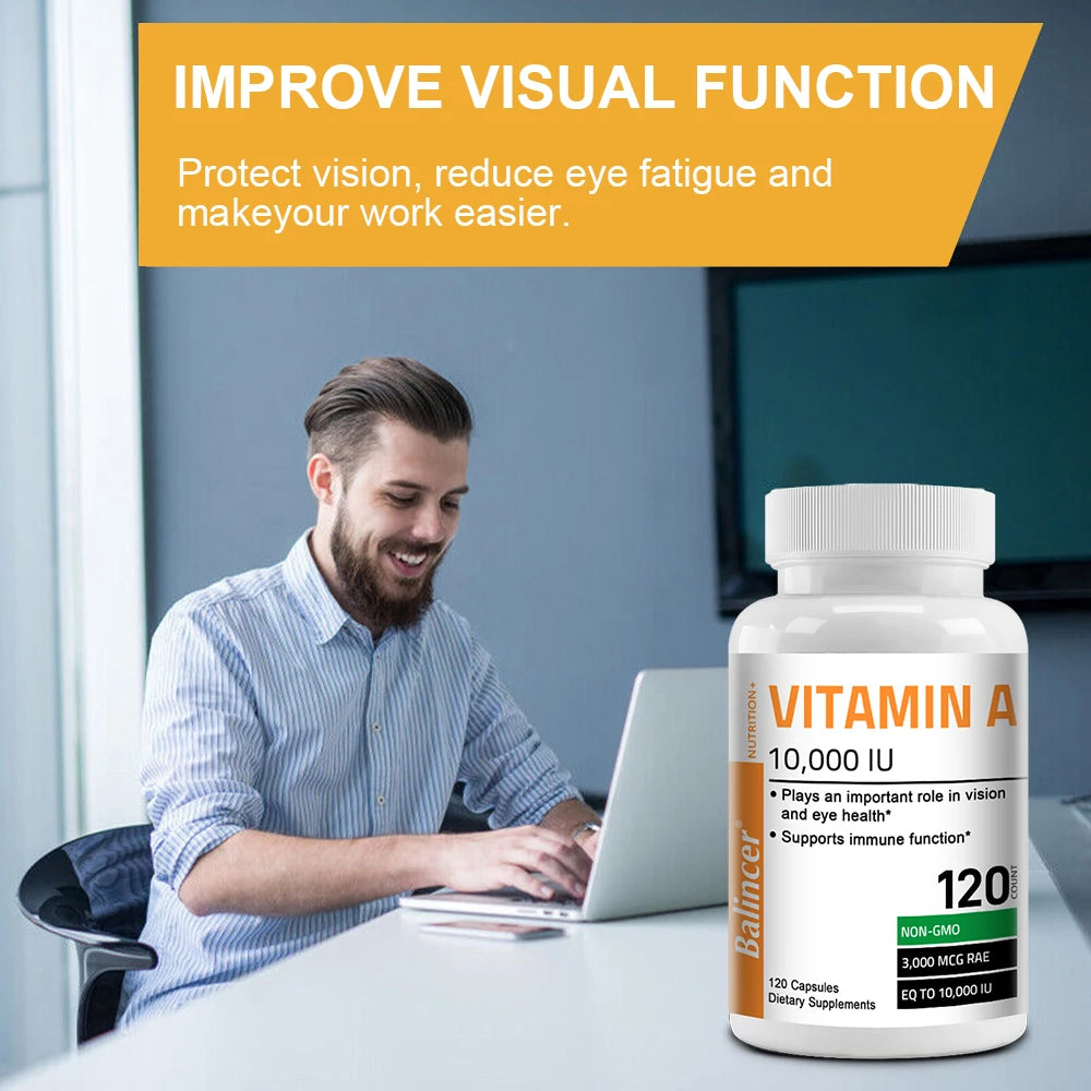 Balincer Vitamin A for Eyes 10,000 IU Supports Vision and Cell Health, Antioxidant Activity and Immune System Function