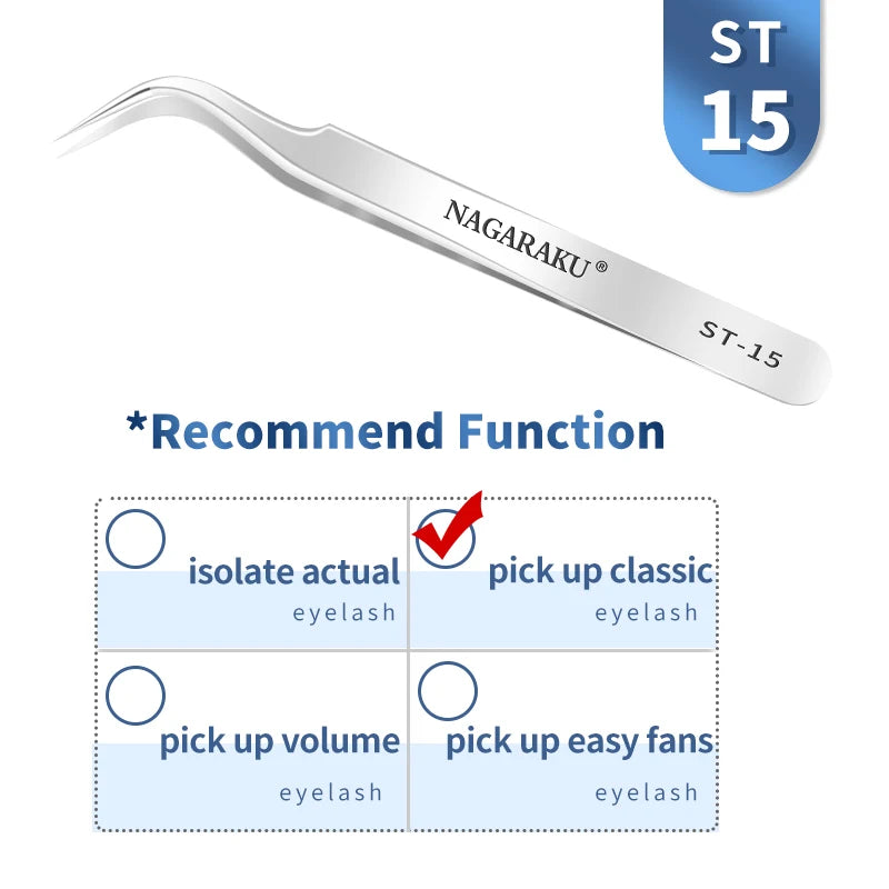 NAGARAKU Eyelash Extension Tweezers Makeup Stainless Steel